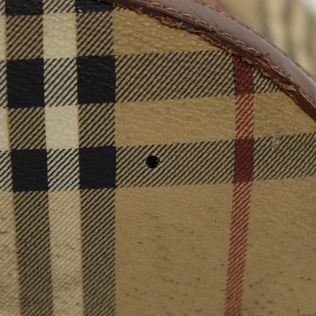 Burberry Nova Check Shoulder Bag PVC Leather Beige Auth bs16101