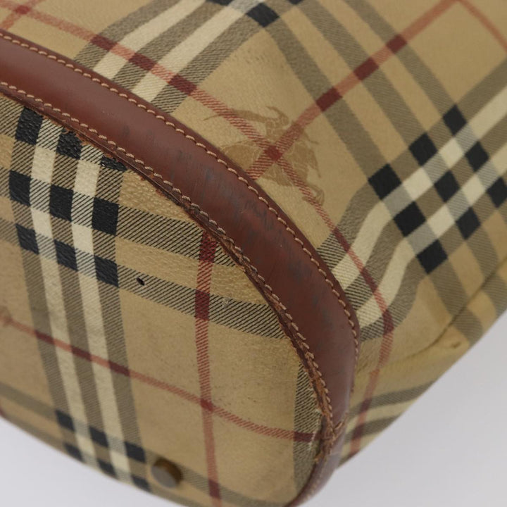 Burberry Nova Check Shoulder Bag PVC Leather Beige Auth bs16101