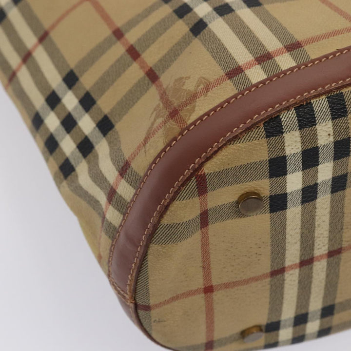 Burberry Nova Check Shoulder Bag PVC Leather Beige Auth bs16101
