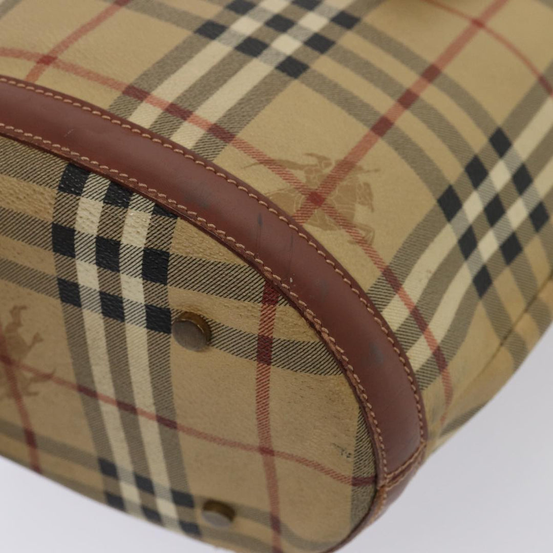 Burberry Nova Check Shoulder Bag PVC Leather Beige Auth bs16101