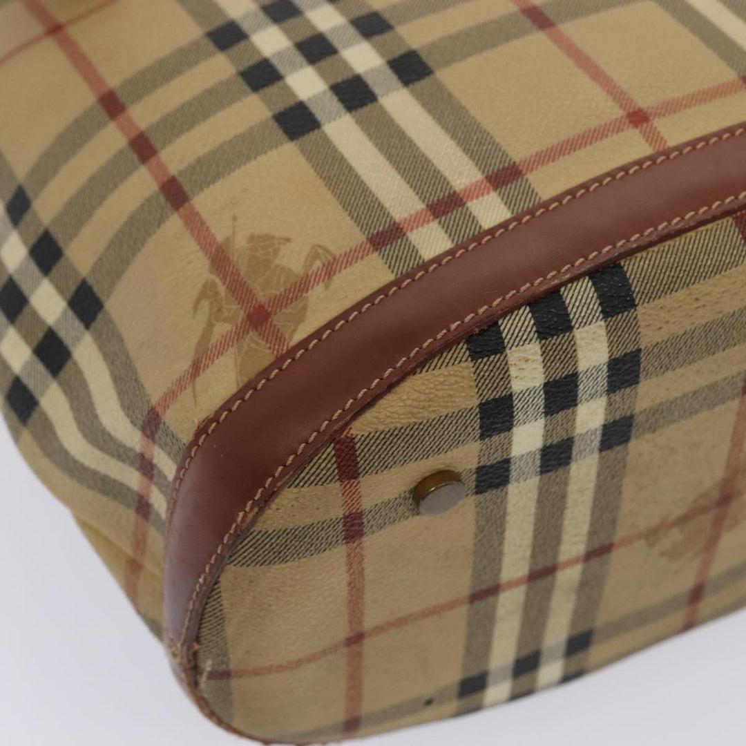 Burberry Nova Check Shoulder Bag PVC Leather Beige Auth bs16101