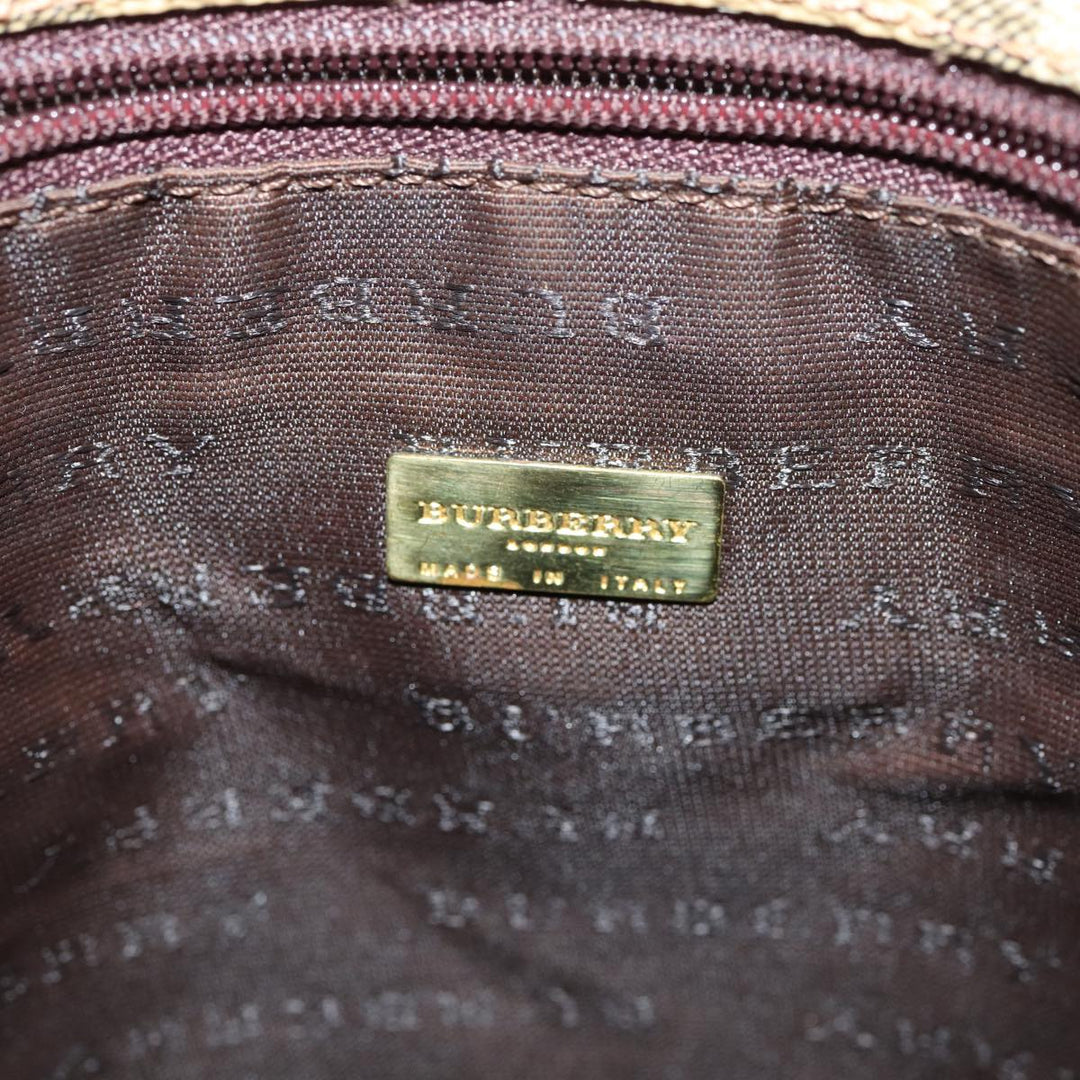 Burberry Nova Check Shoulder Bag PVC Leather Beige Auth bs16101