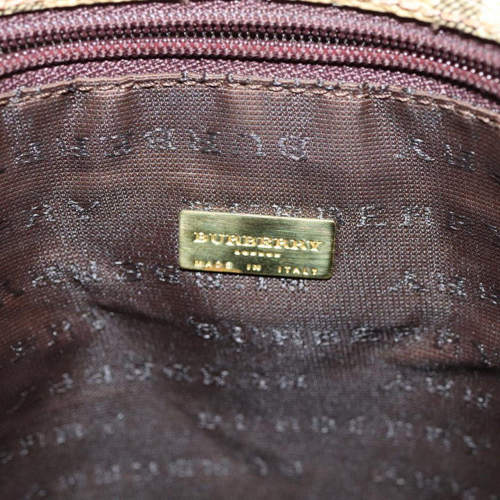 Burberry Nova Check Shoulder Bag PVC Leather Beige Auth bs16101