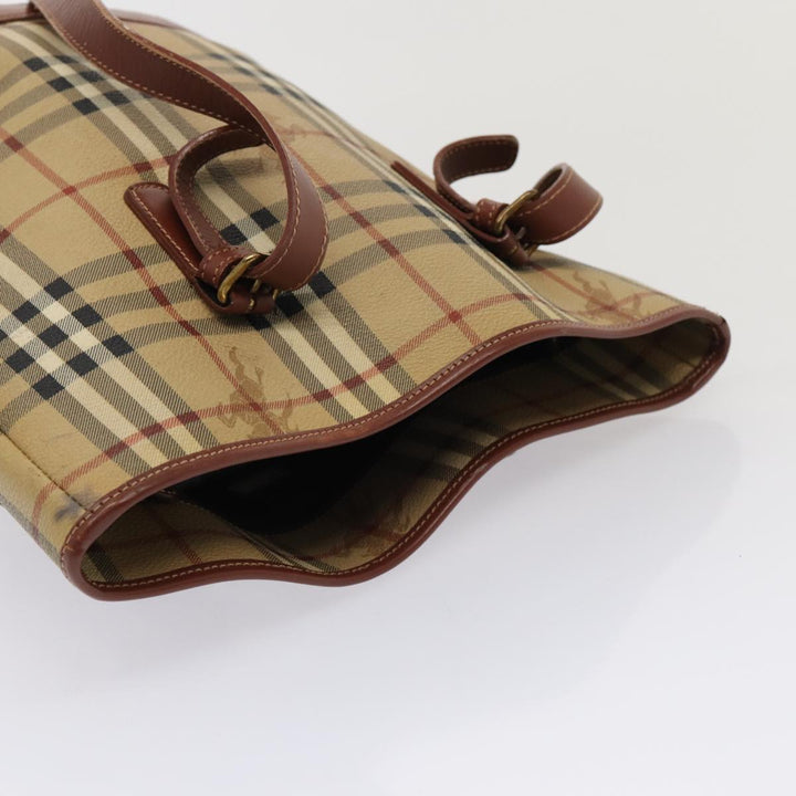 Burberry Nova Check Shoulder Bag PVC Leather Beige Auth bs16101