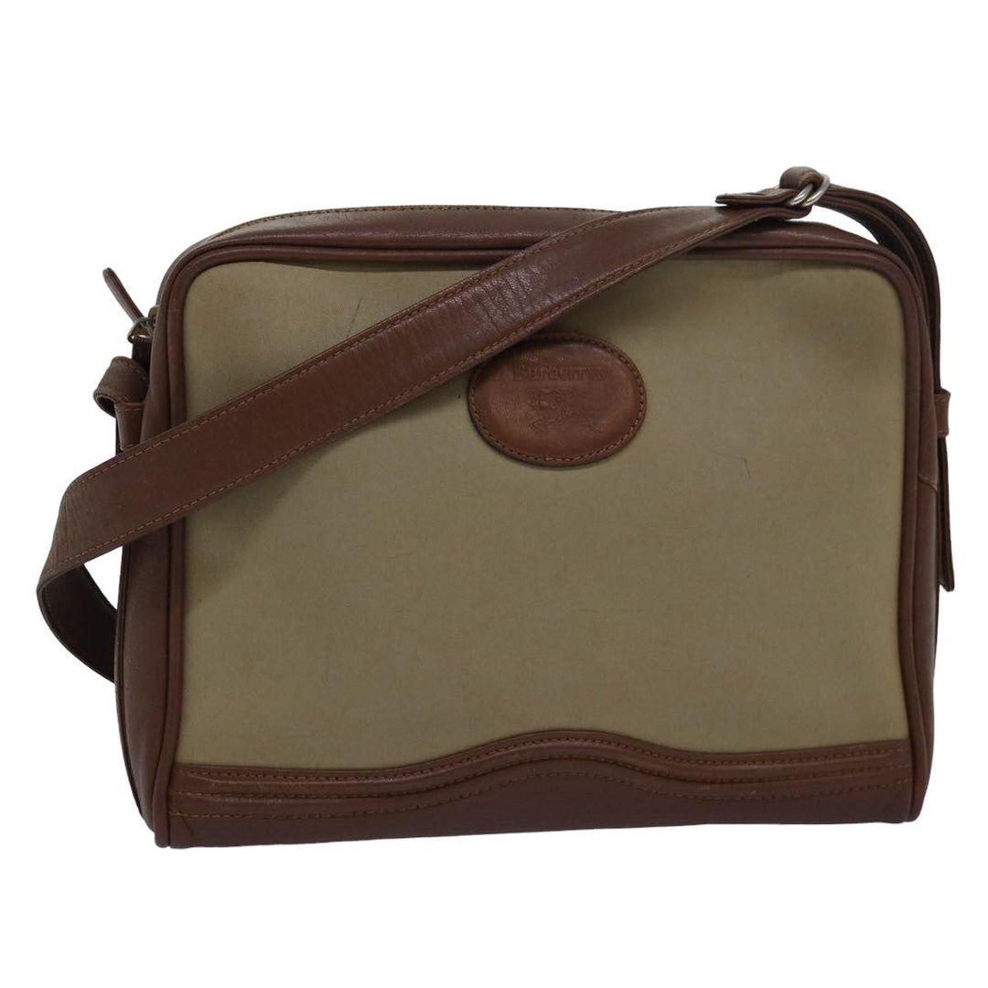 BurberrySs Shoulder Bag Canvas Leather Beige Auth bs16124