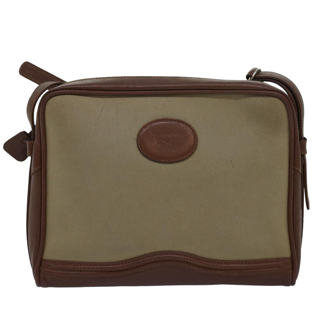 BurberrySs Shoulder Bag Canvas Leather Beige Auth bs16124