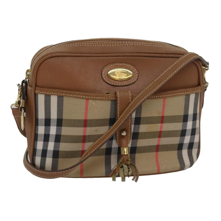 BurberrySs Nova Check Shoulder Bag Canvas Beige Auth bs16160