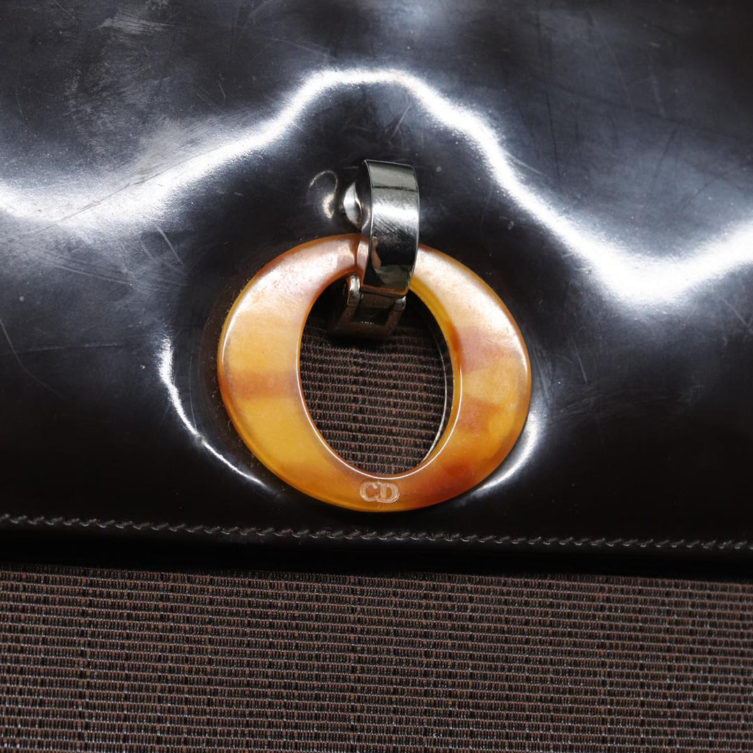 CHRISTIAN Top quality Dior Tote Bag PVC Leather Brown Auth bs16166