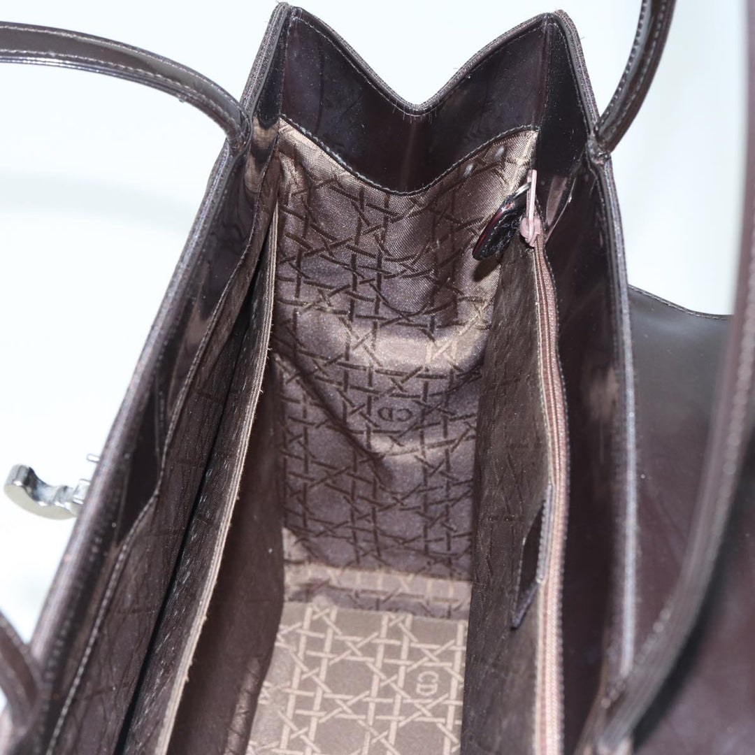 CHRISTIAN Top quality Dior Tote Bag PVC Leather Brown Auth bs16166