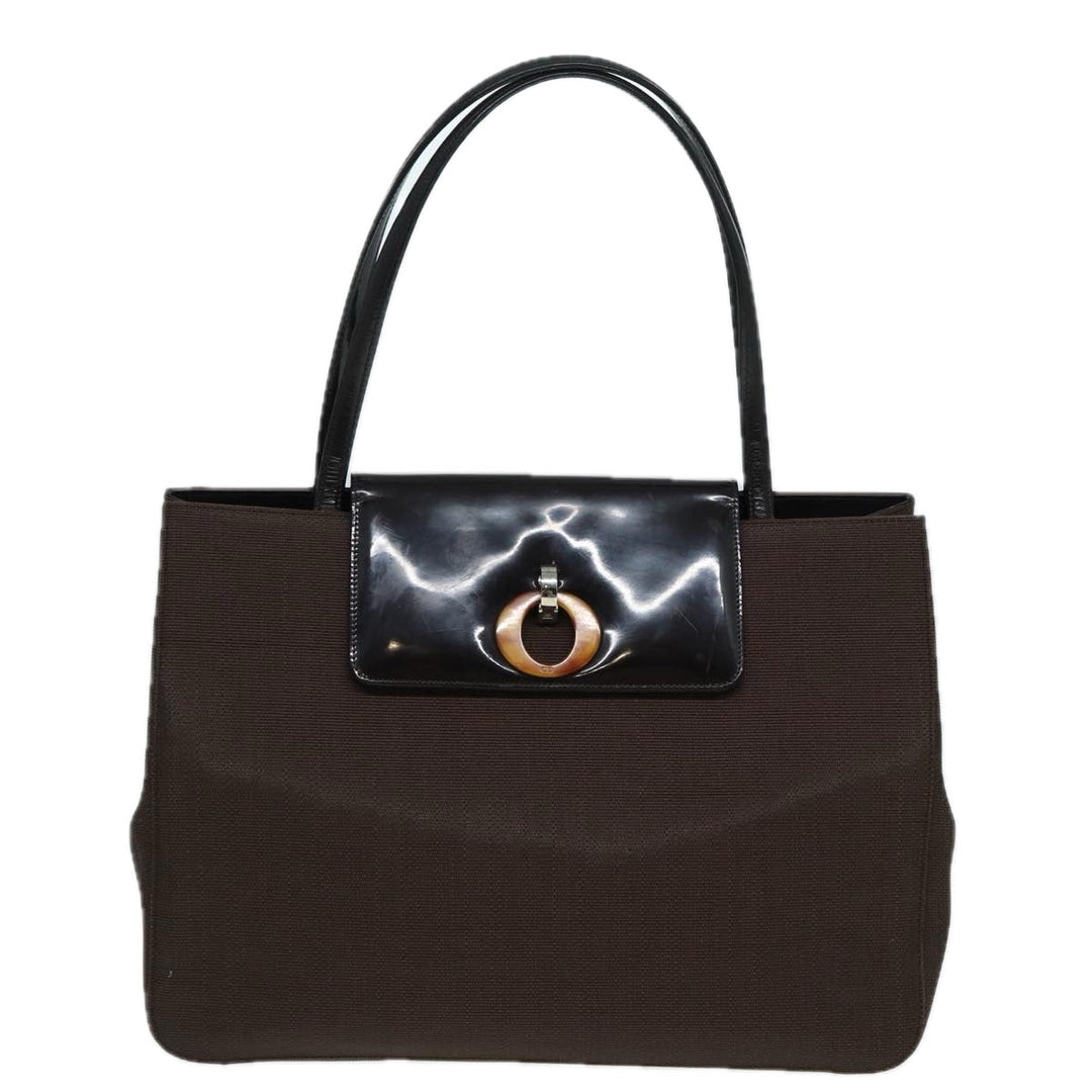 CHRISTIAN Top quality Dior Tote Bag PVC Leather Brown Auth bs16166