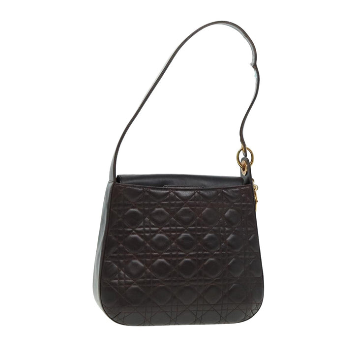 CHRISTIAN Top quality Dior Lady Top quality Dior Canage Shoulder Bag Lamb Skin Brown Auth bs16169