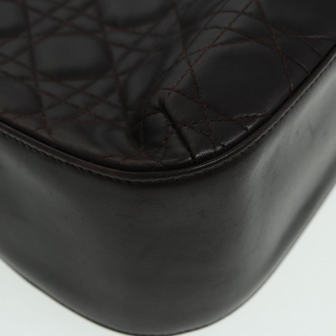 CHRISTIAN Top quality Dior Lady Top quality Dior Canage Shoulder Bag Lamb Skin Brown Auth bs16169