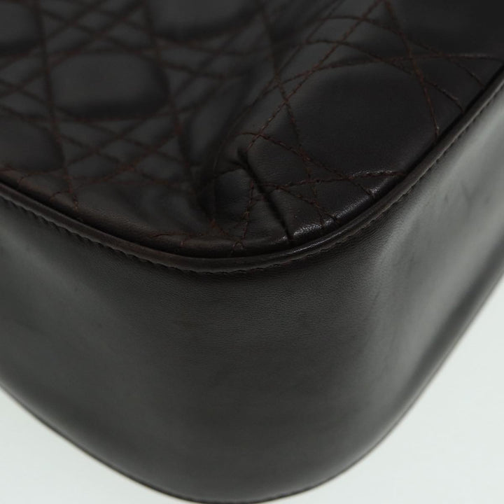 CHRISTIAN Top quality Dior Lady Top quality Dior Canage Shoulder Bag Lamb Skin Brown Auth bs16169