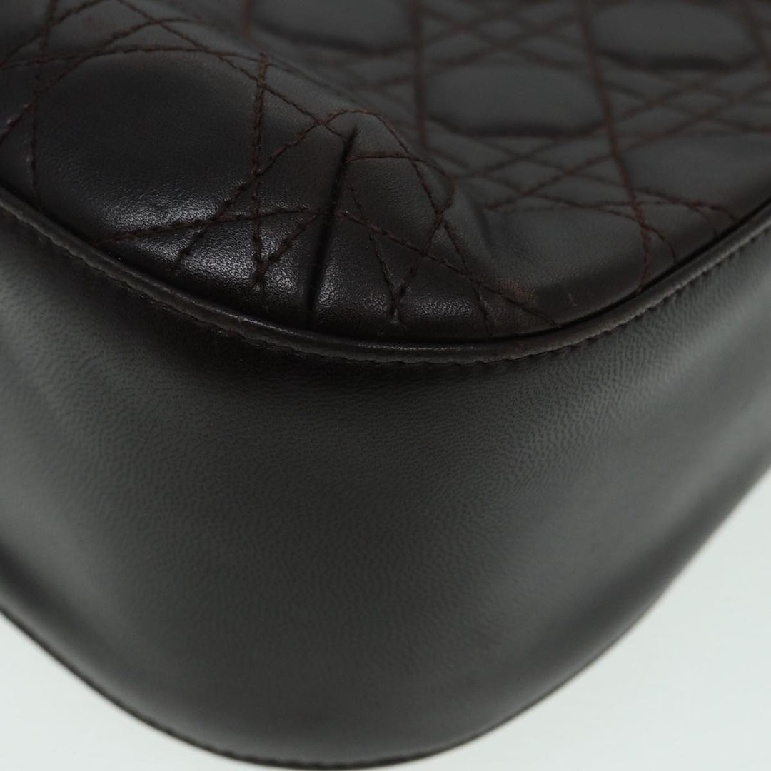 CHRISTIAN Top quality Dior Lady Top quality Dior Canage Shoulder Bag Lamb Skin Brown Auth bs16169