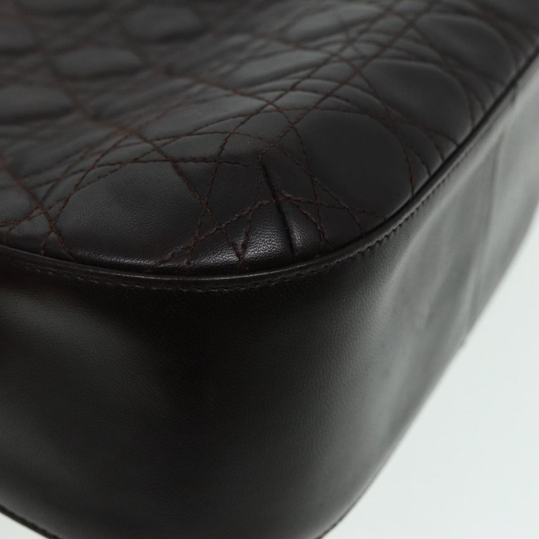 CHRISTIAN Top quality Dior Lady Top quality Dior Canage Shoulder Bag Lamb Skin Brown Auth bs16169