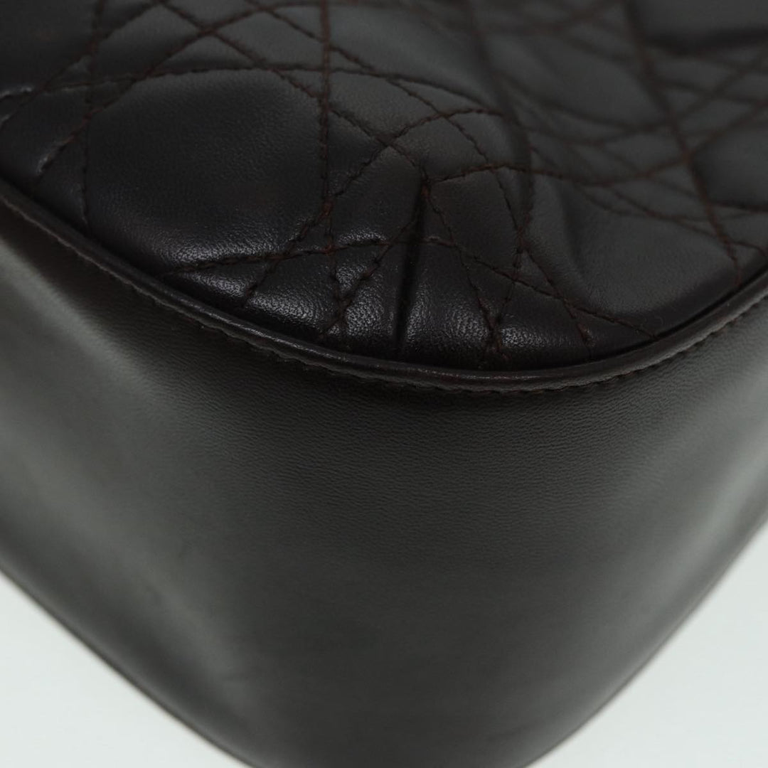 CHRISTIAN Top quality Dior Lady Top quality Dior Canage Shoulder Bag Lamb Skin Brown Auth bs16169