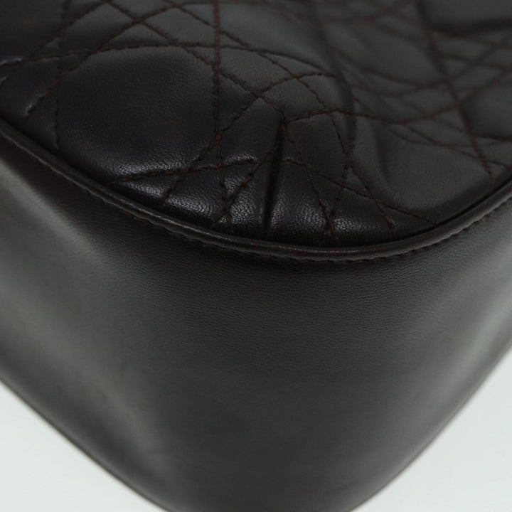 CHRISTIAN Top quality Dior Lady Top quality Dior Canage Shoulder Bag Lamb Skin Brown Auth bs16169
