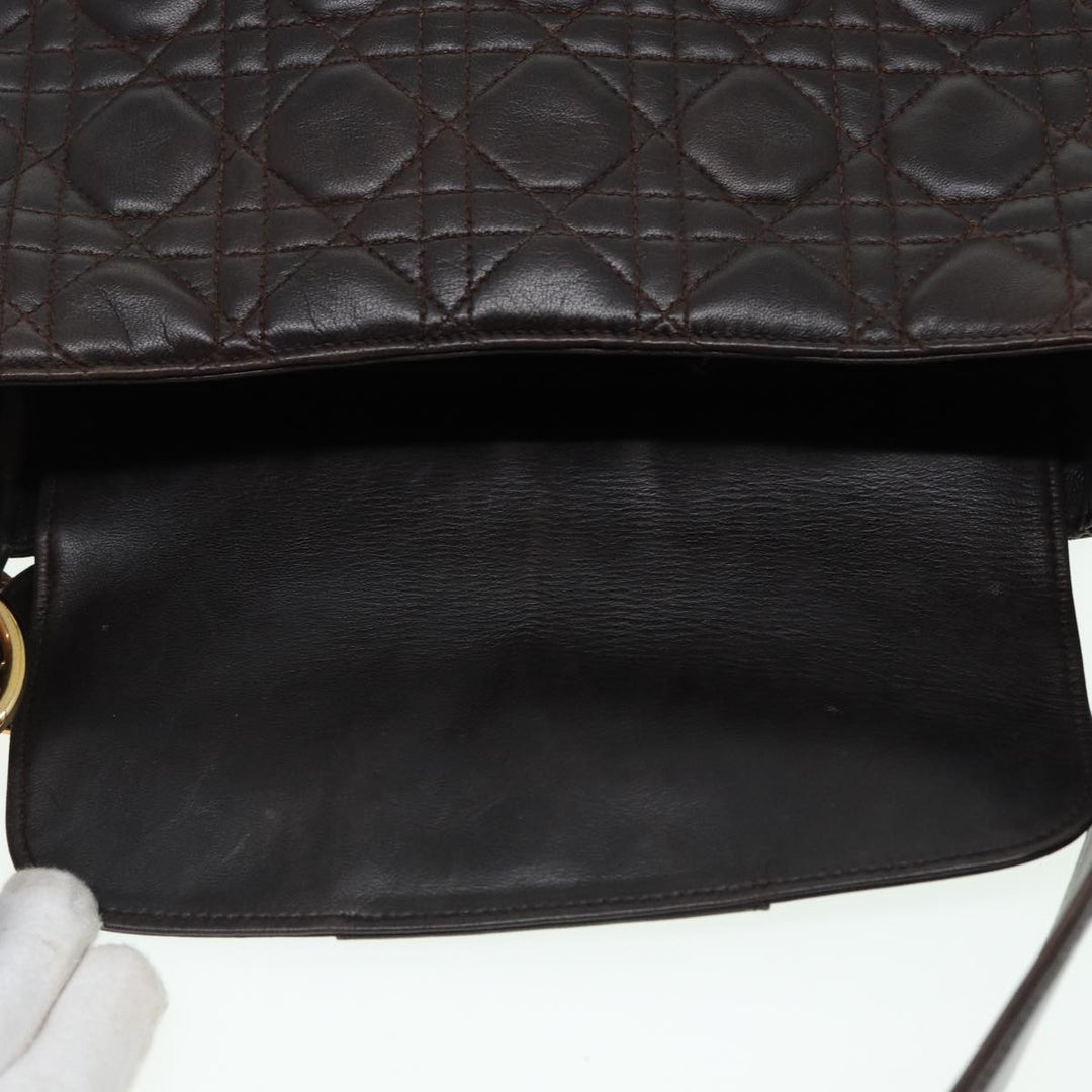 CHRISTIAN Top quality Dior Lady Top quality Dior Canage Shoulder Bag Lamb Skin Brown Auth bs16169