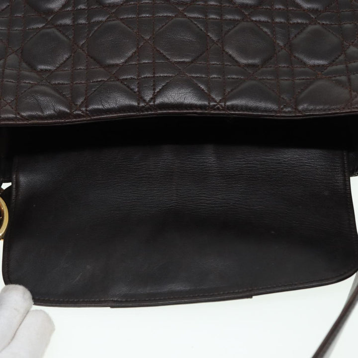 CHRISTIAN Top quality Dior Lady Top quality Dior Canage Shoulder Bag Lamb Skin Brown Auth bs16169
