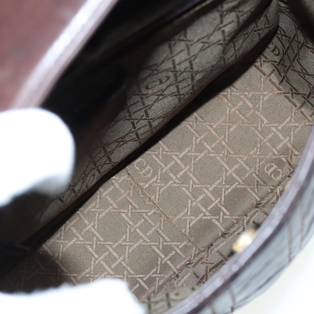 CHRISTIAN Top quality Dior Lady Top quality Dior Canage Shoulder Bag Lamb Skin Brown Auth bs16169