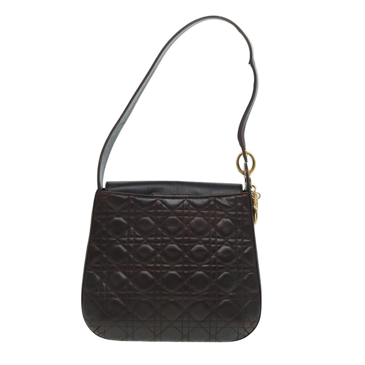 CHRISTIAN Top quality Dior Lady Top quality Dior Canage Shoulder Bag Lamb Skin Brown Auth bs16169
