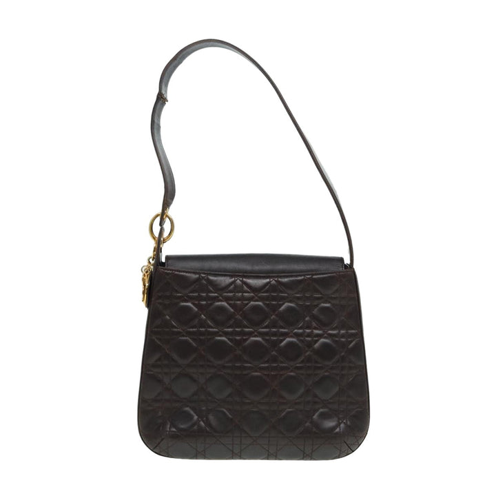 CHRISTIAN Top quality Dior Lady Top quality Dior Canage Shoulder Bag Lamb Skin Brown Auth bs16169