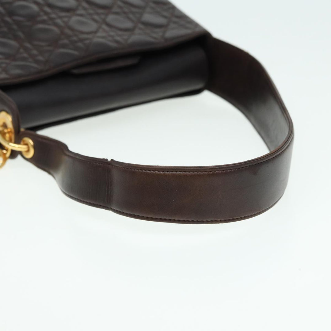 CHRISTIAN Top quality Dior Lady Top quality Dior Canage Shoulder Bag Lamb Skin Brown Auth bs16169