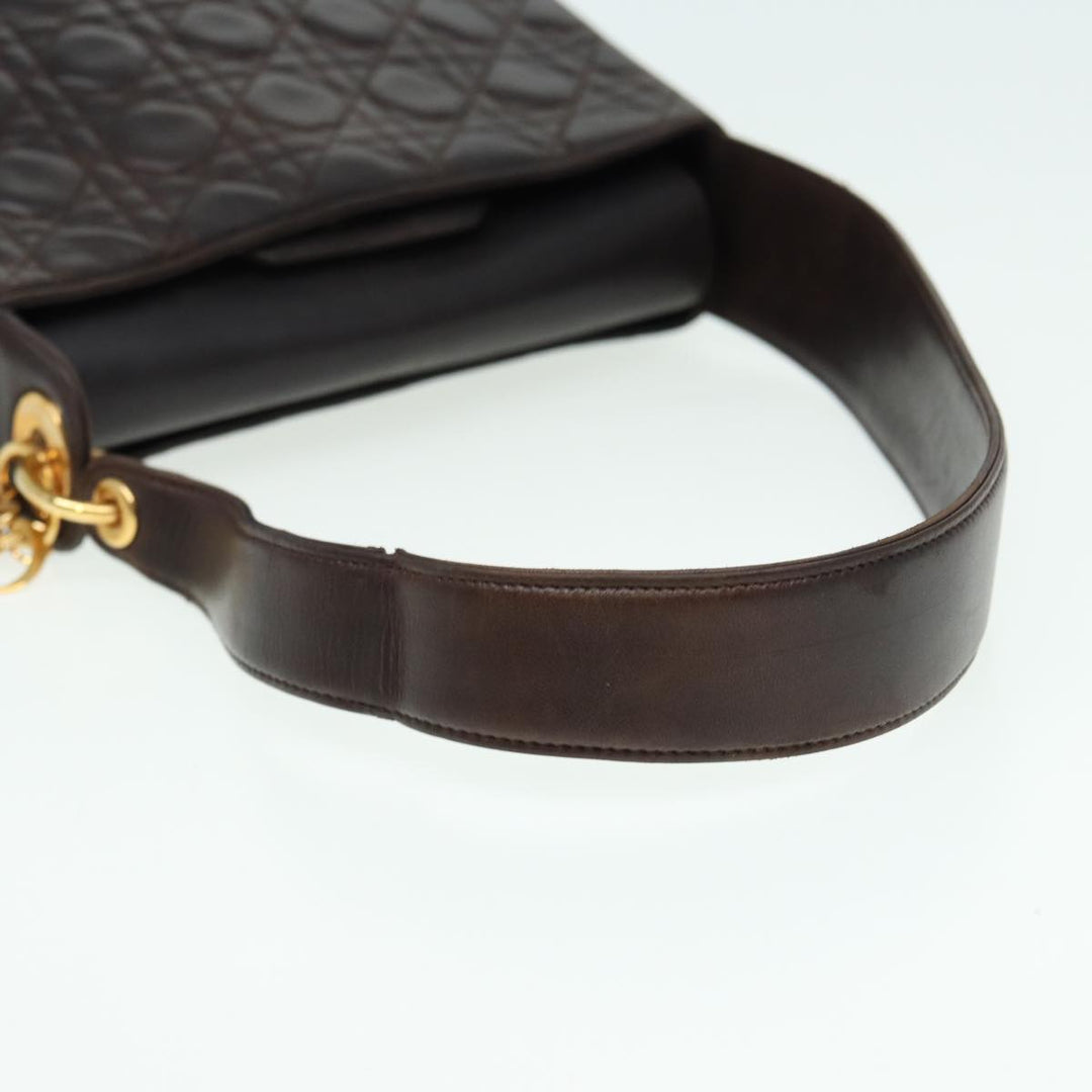 CHRISTIAN Top quality Dior Lady Top quality Dior Canage Shoulder Bag Lamb Skin Brown Auth bs16169
