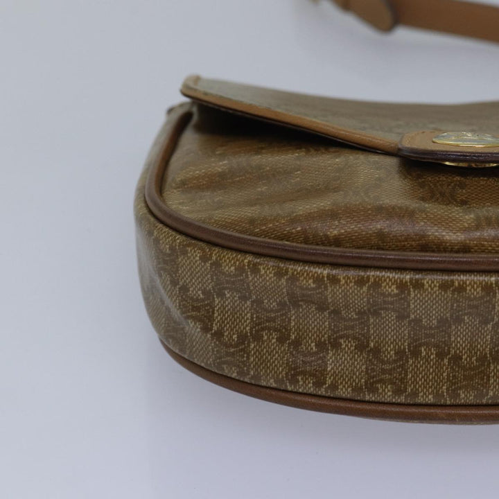 Celine Macadam Canvas Shoulder Bag Beige Auth bs16179