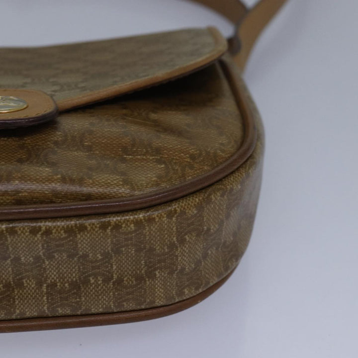 Celine Macadam Canvas Shoulder Bag Beige Auth bs16179