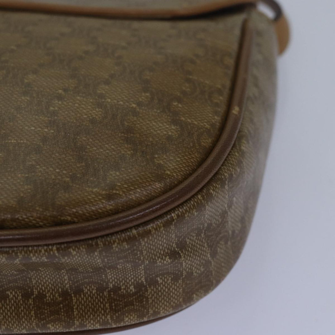 Celine Macadam Canvas Shoulder Bag Beige Auth bs16179