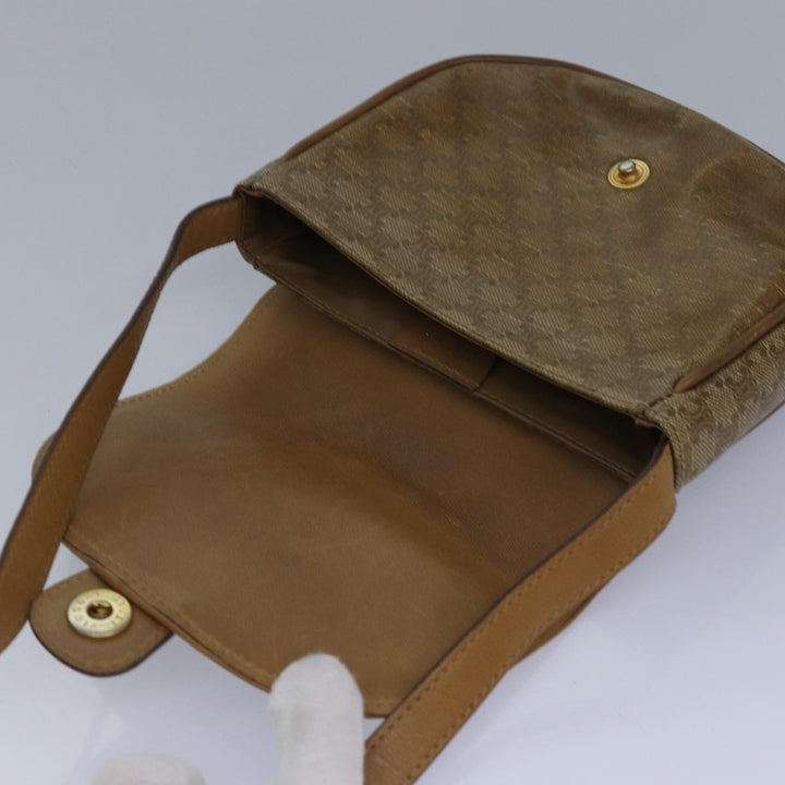Celine Macadam Canvas Shoulder Bag Beige Auth bs16179