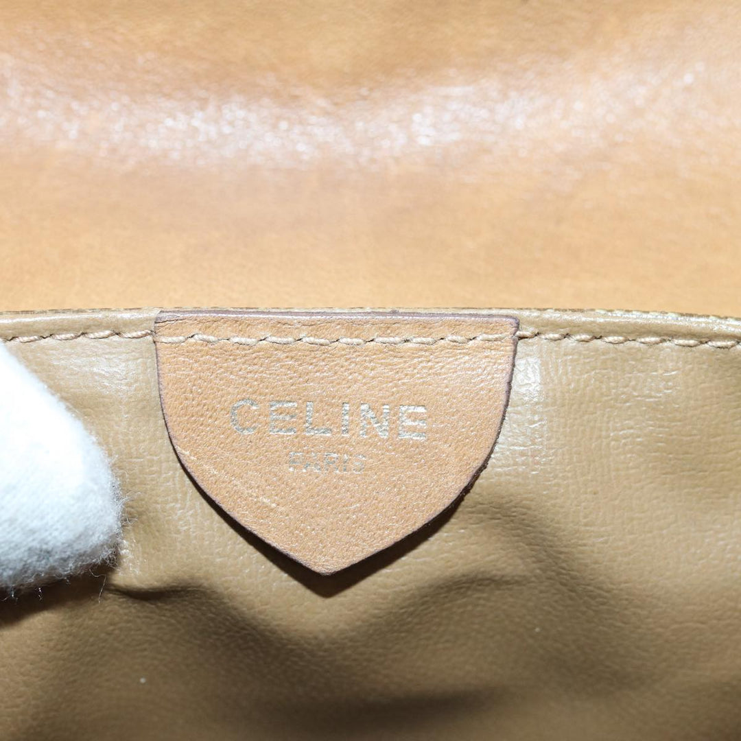 Celine Macadam Canvas Shoulder Bag Beige Auth bs16179