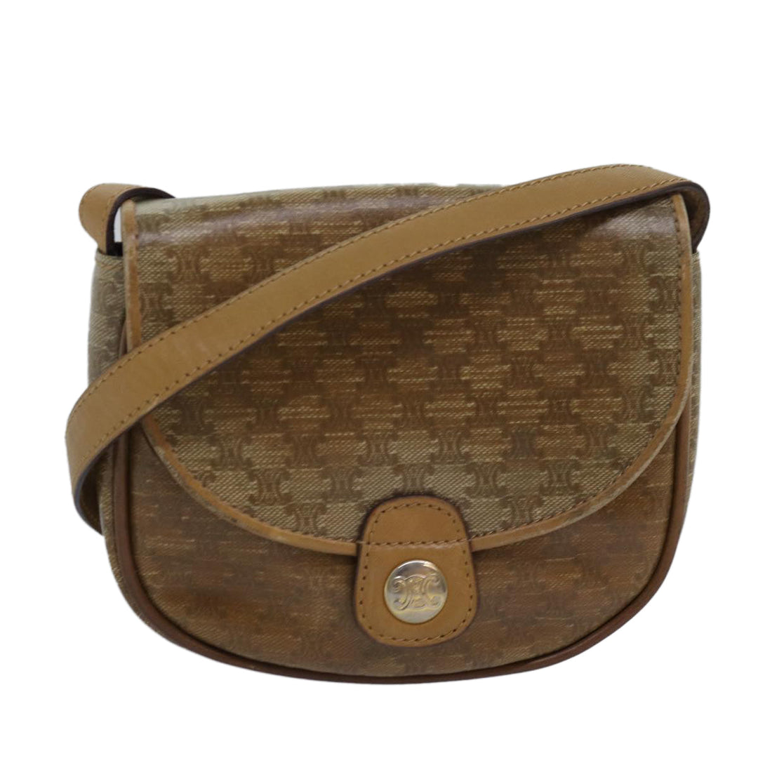 Celine Macadam Canvas Shoulder Bag Beige Auth bs16179