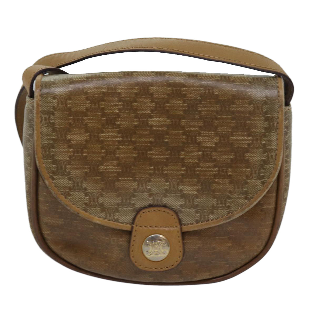 Celine Macadam Canvas Shoulder Bag Beige Auth bs16179
