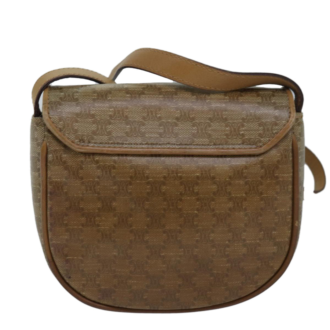 Celine Macadam Canvas Shoulder Bag Beige Auth bs16179