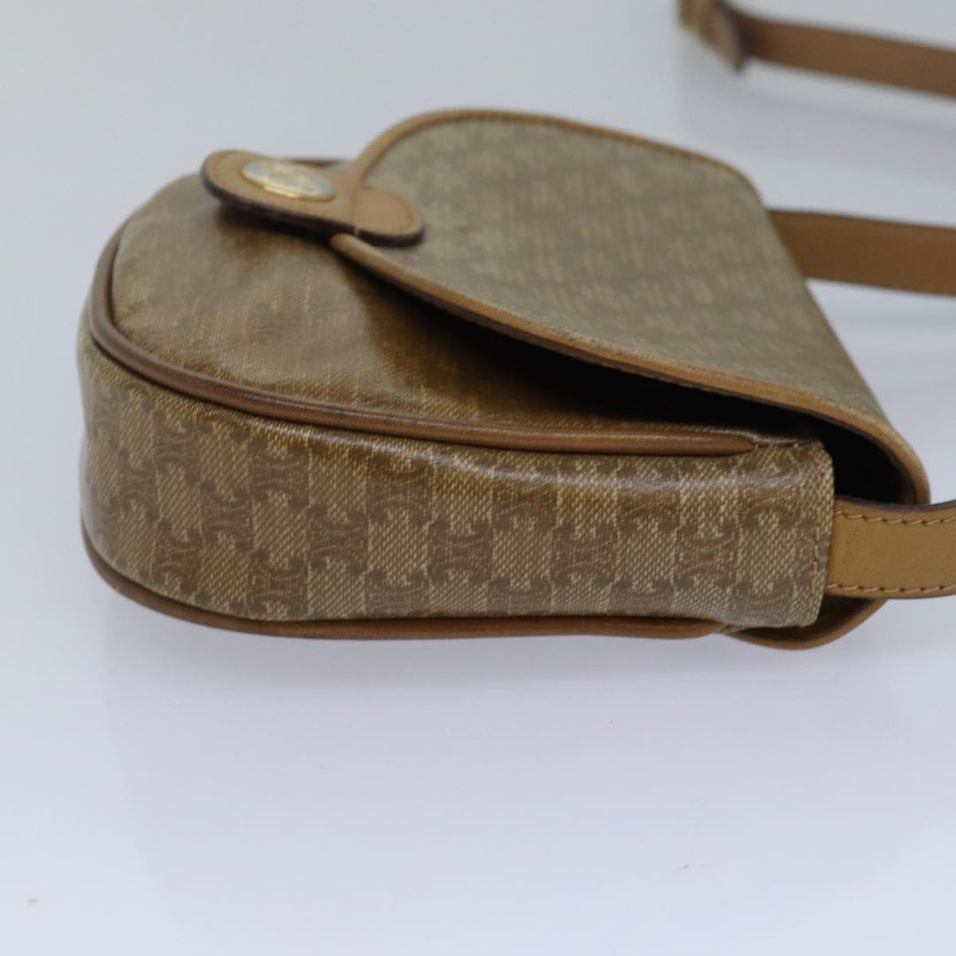Celine Macadam Canvas Shoulder Bag Beige Auth bs16179