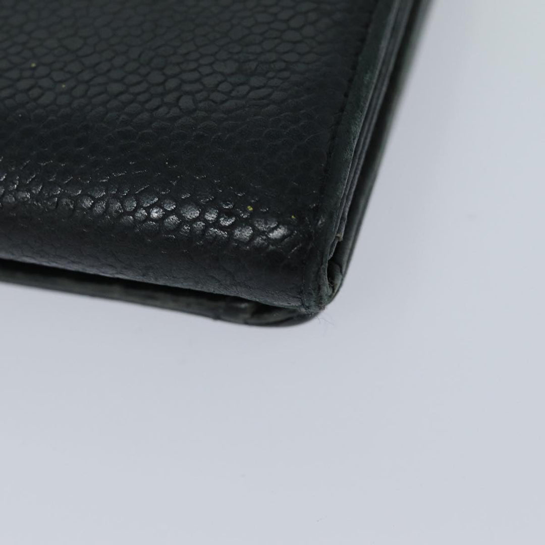 Chanel COCO Mark Wallet Caviar Skin Black CC Auth bs16186