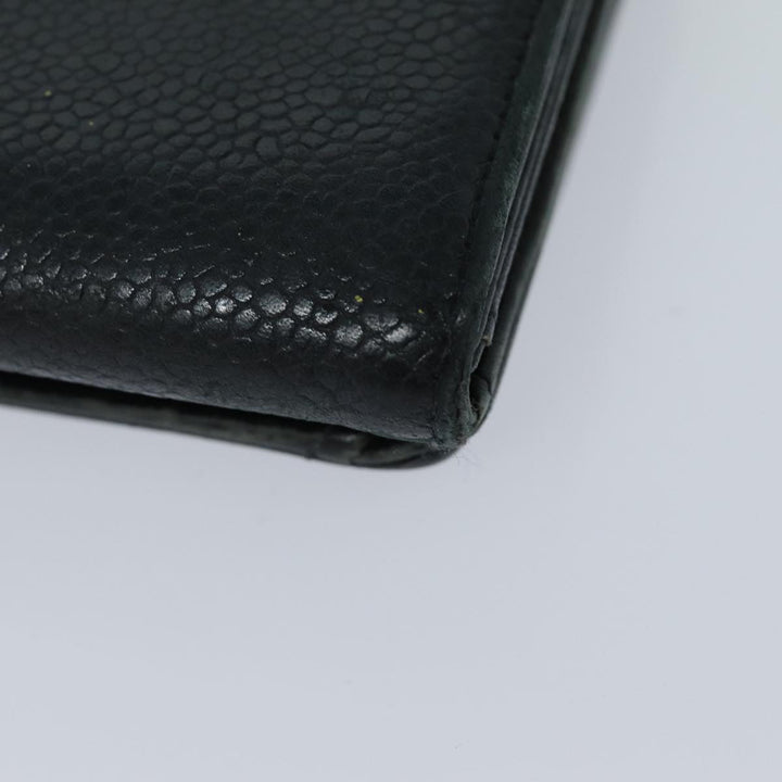 Chanel COCO Mark Wallet Caviar Skin Black CC Auth bs16186