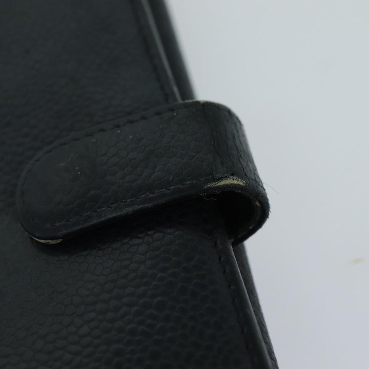 Chanel COCO Mark Wallet Caviar Skin Black CC Auth bs16186