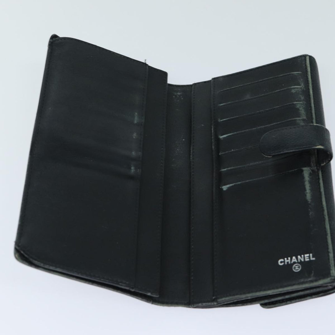 Chanel COCO Mark Wallet Caviar Skin Black CC Auth bs16186
