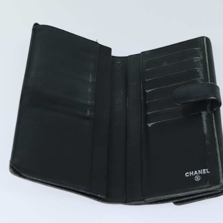 Chanel COCO Mark Wallet Caviar Skin Black CC Auth bs16186