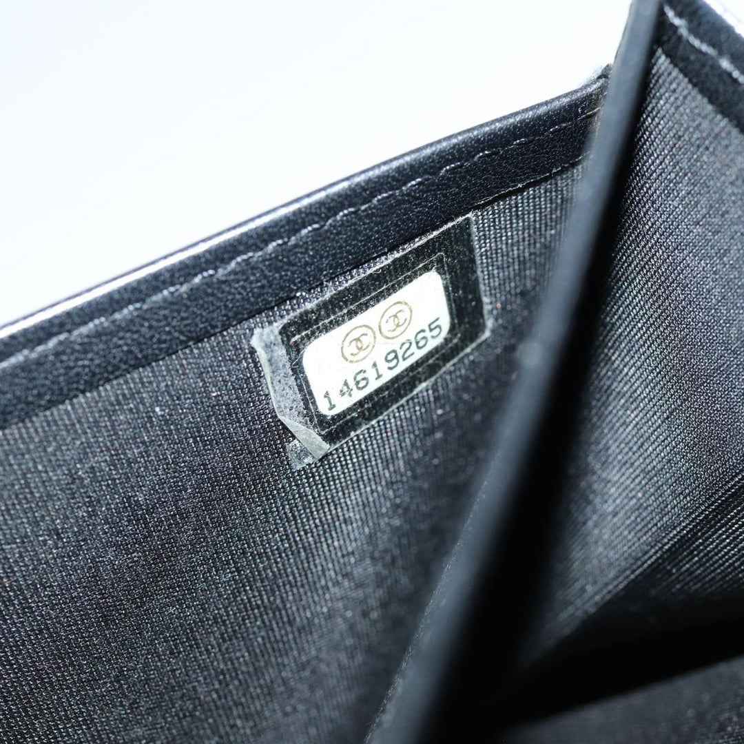 Chanel COCO Mark Wallet Caviar Skin Black CC Auth bs16186