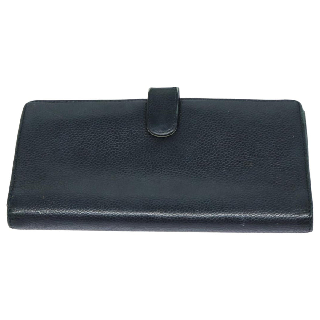Chanel COCO Mark Wallet Caviar Skin Black CC Auth bs16186