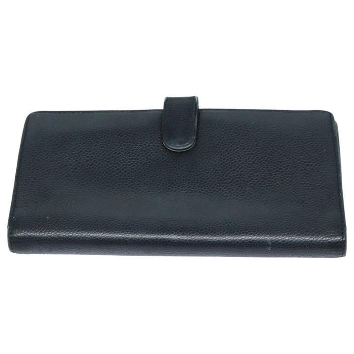 Chanel COCO Mark Wallet Caviar Skin Black CC Auth bs16186