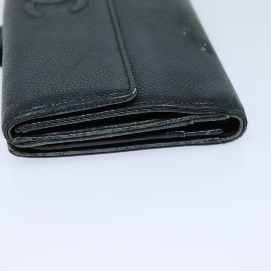 Chanel COCO Mark Wallet Caviar Skin Black CC Auth bs16186