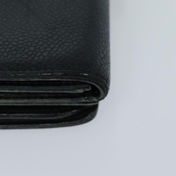 Chanel COCO Mark Wallet Caviar Skin Black CC Auth bs16186