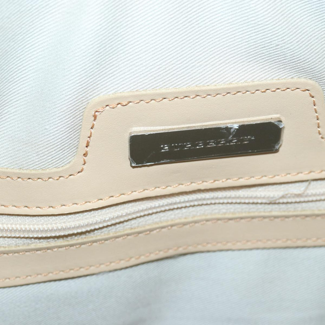 Burberry Nova Check Hand Bag Canvas Beige Auth bs16207