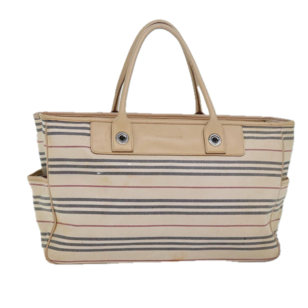 Burberry Nova Check Hand Bag Canvas Beige Auth bs16207