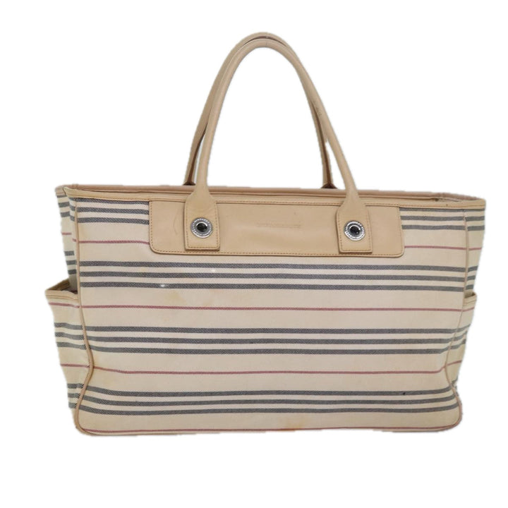 Burberry Nova Check Hand Bag Canvas Beige Auth bs16207